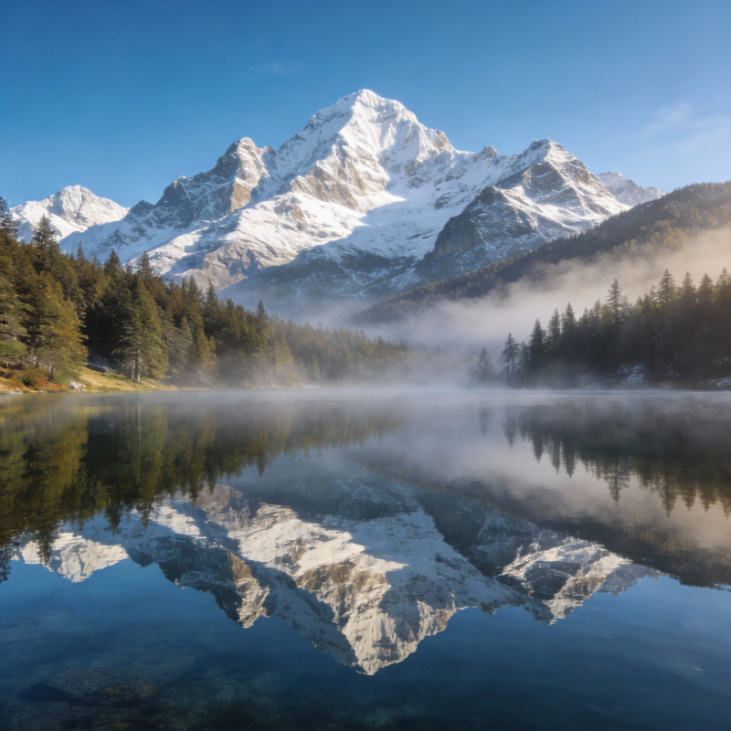 雪山倒影湖光图片