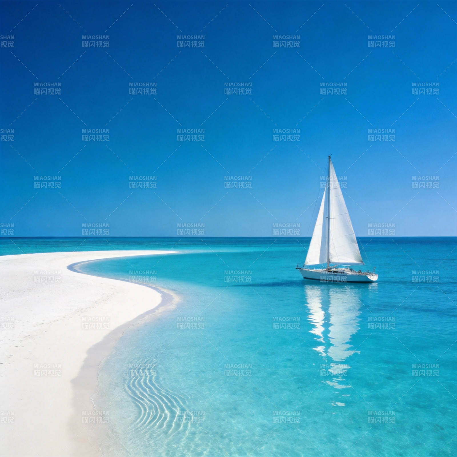 碧海白沙帆影图片