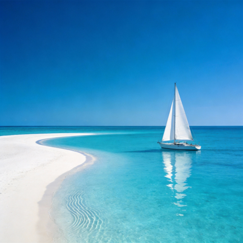 碧海白沙帆影图片