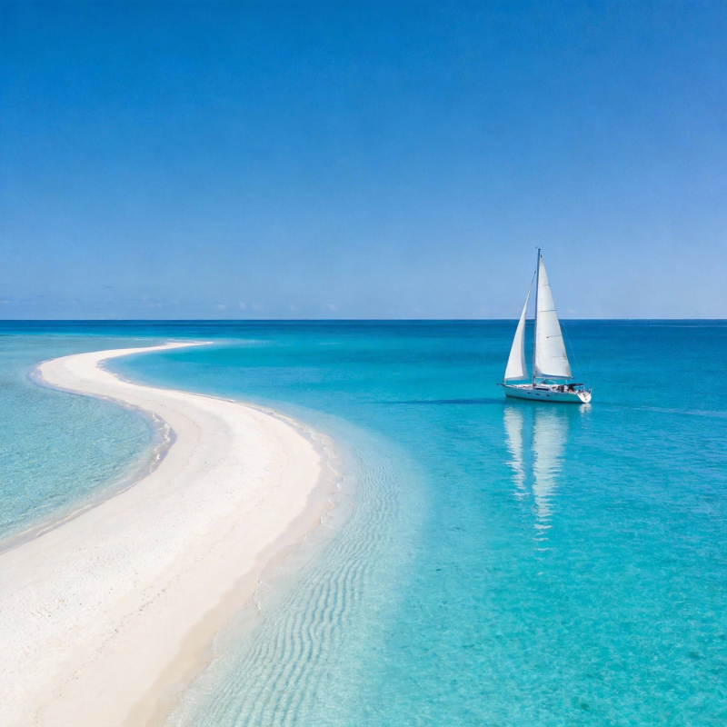 碧海白沙帆影图片