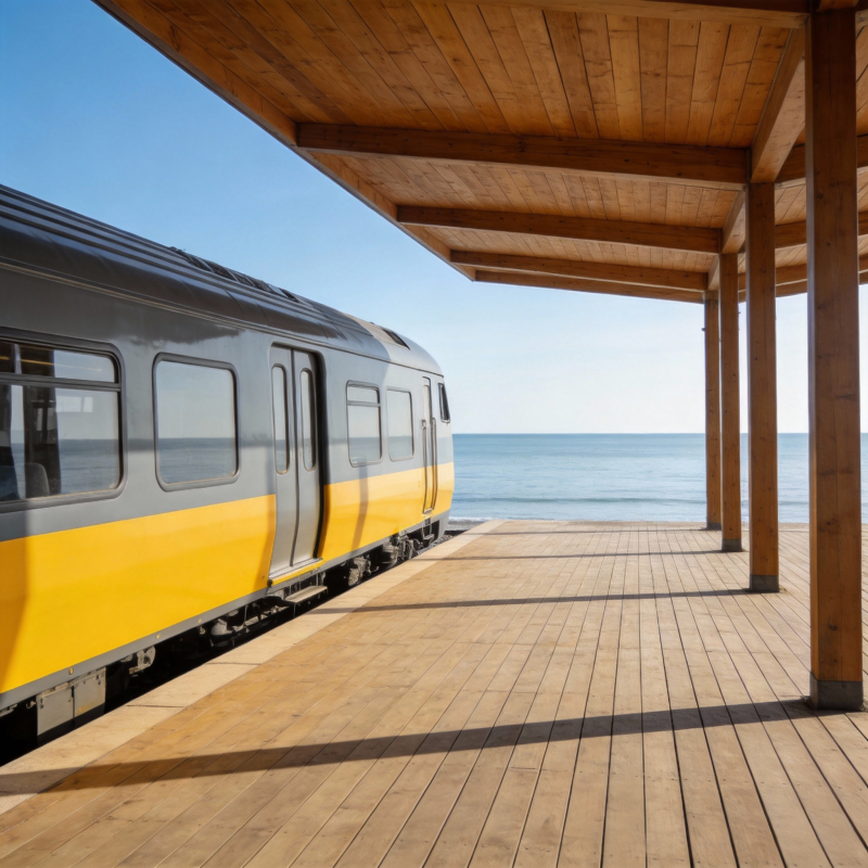 海边列车停靠站图片