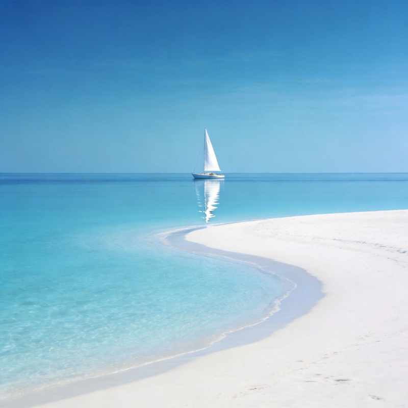 碧海白沙帆影图片