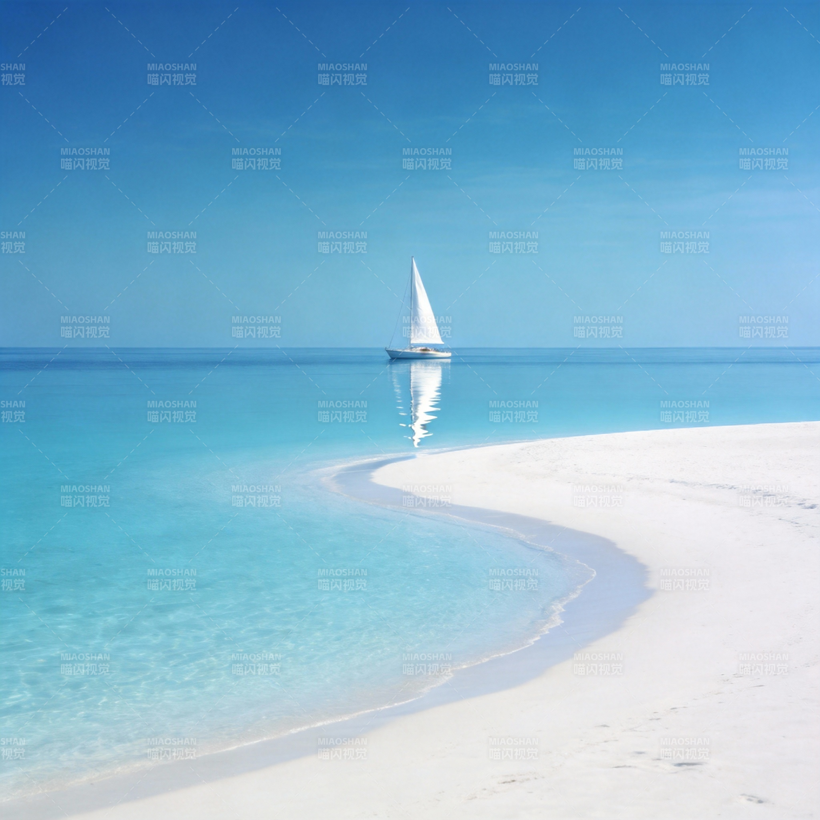 碧海白沙帆影图片