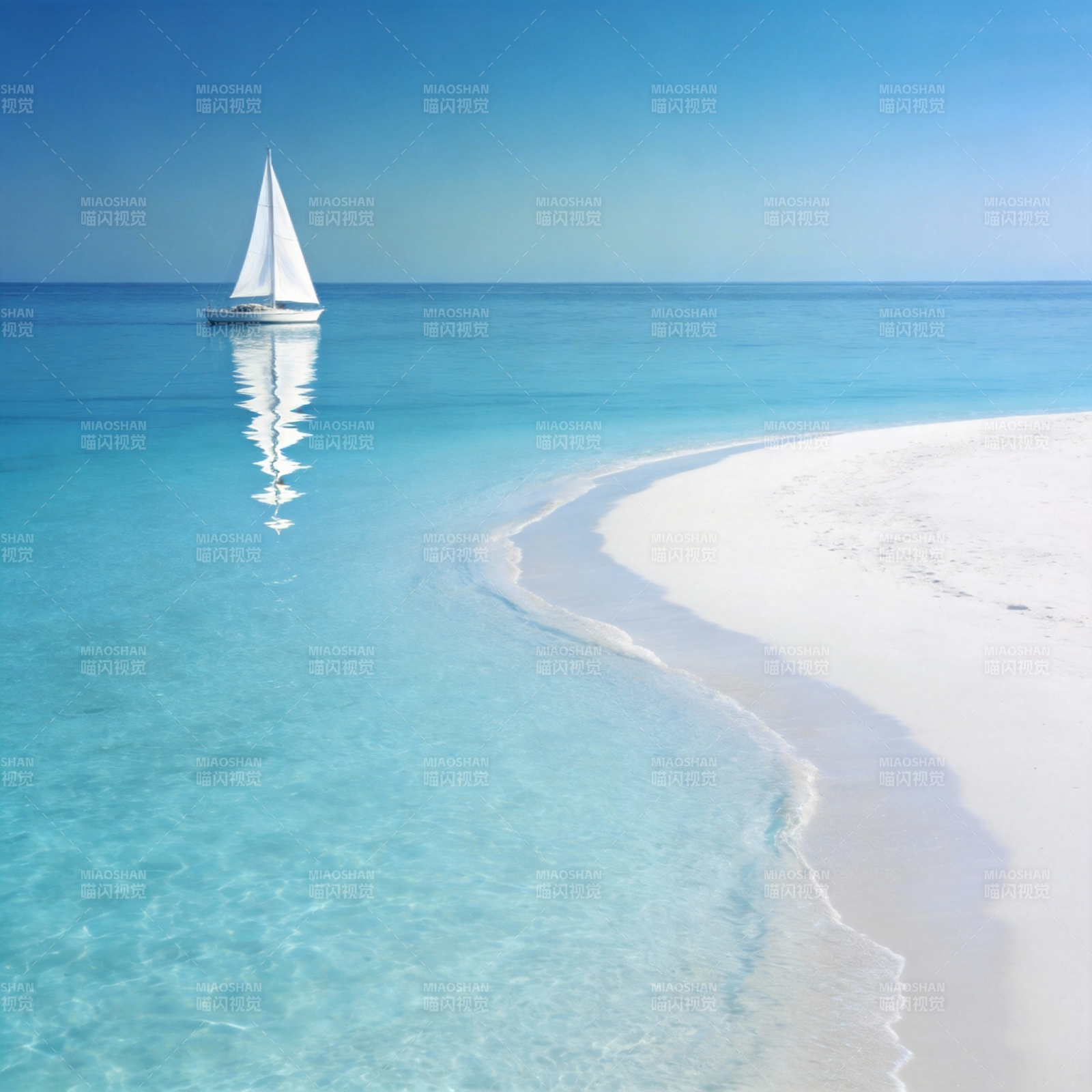 碧海白沙帆影图片