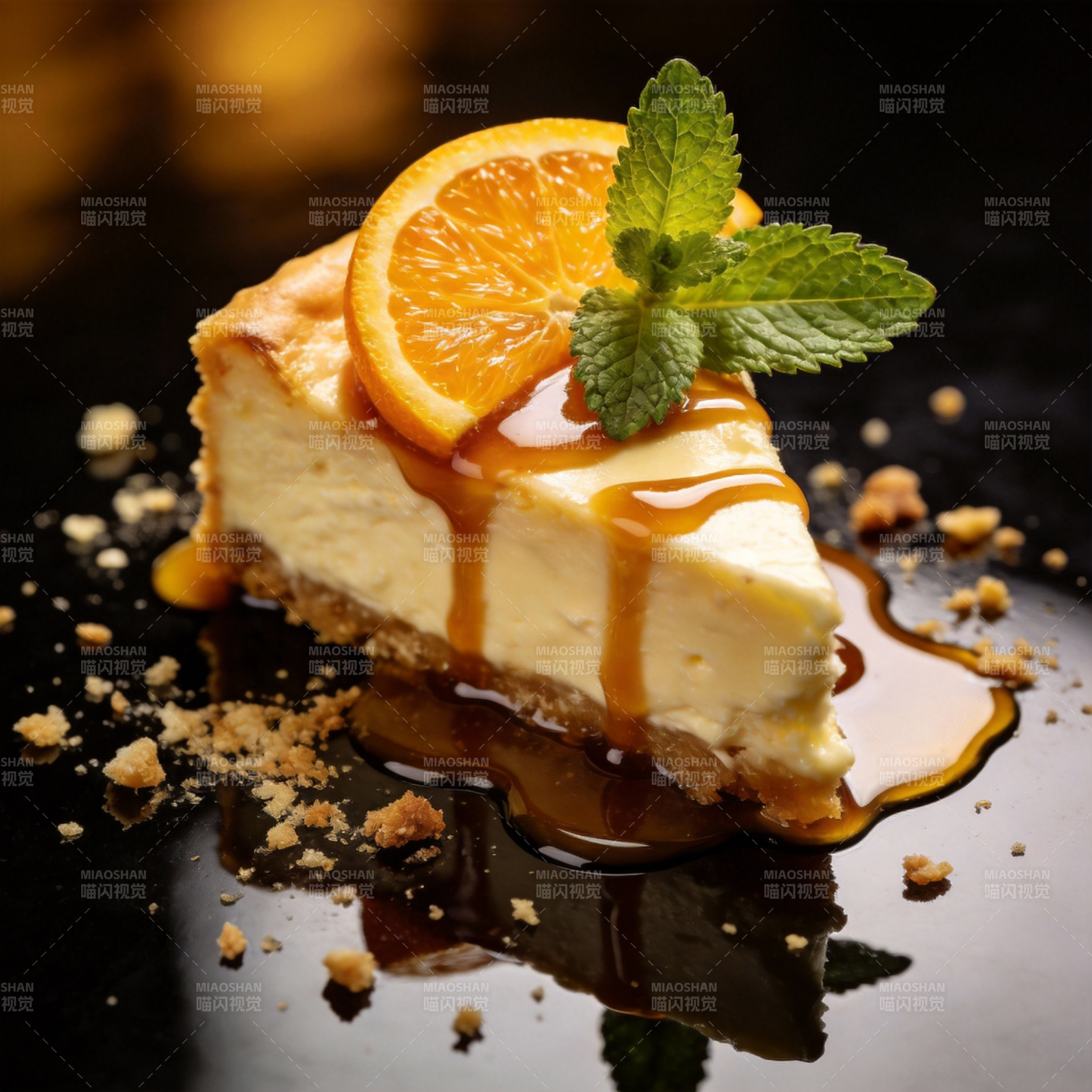 橙香芝士蛋糕图片