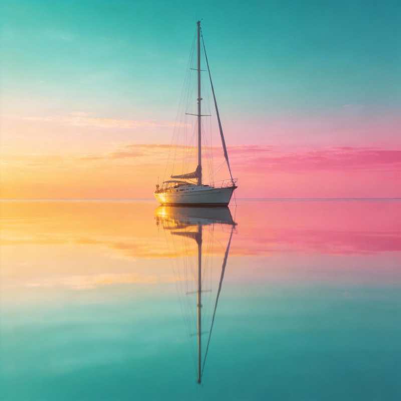 静谧海面帆影图片