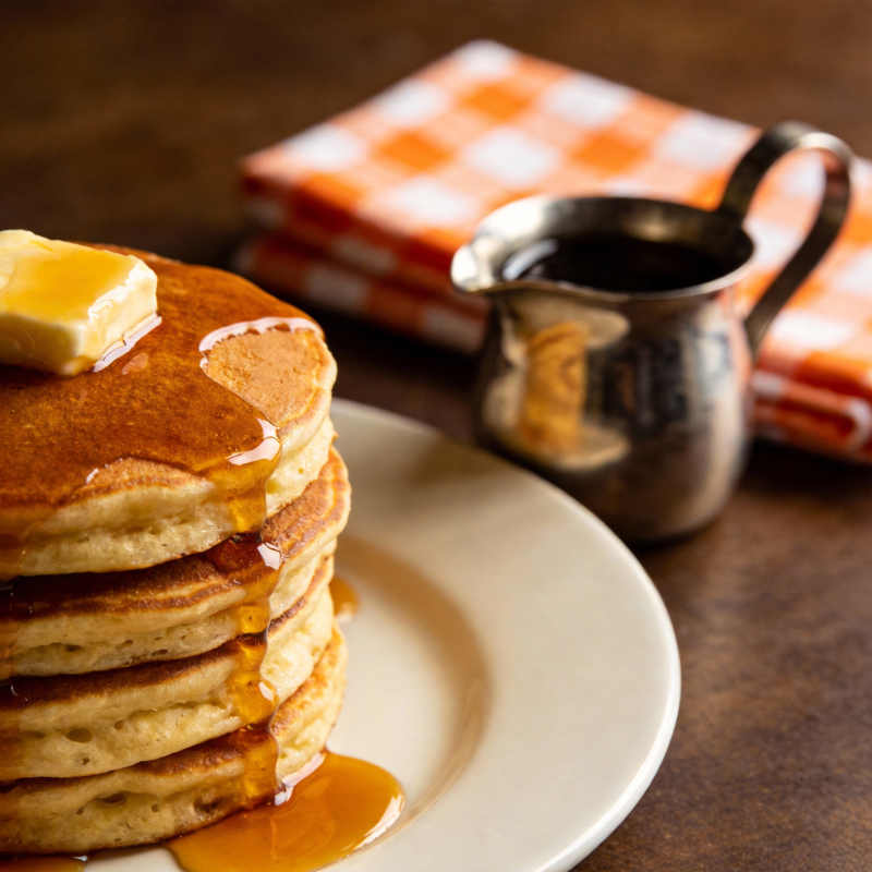 金黄松饼配枫糖浆图片
