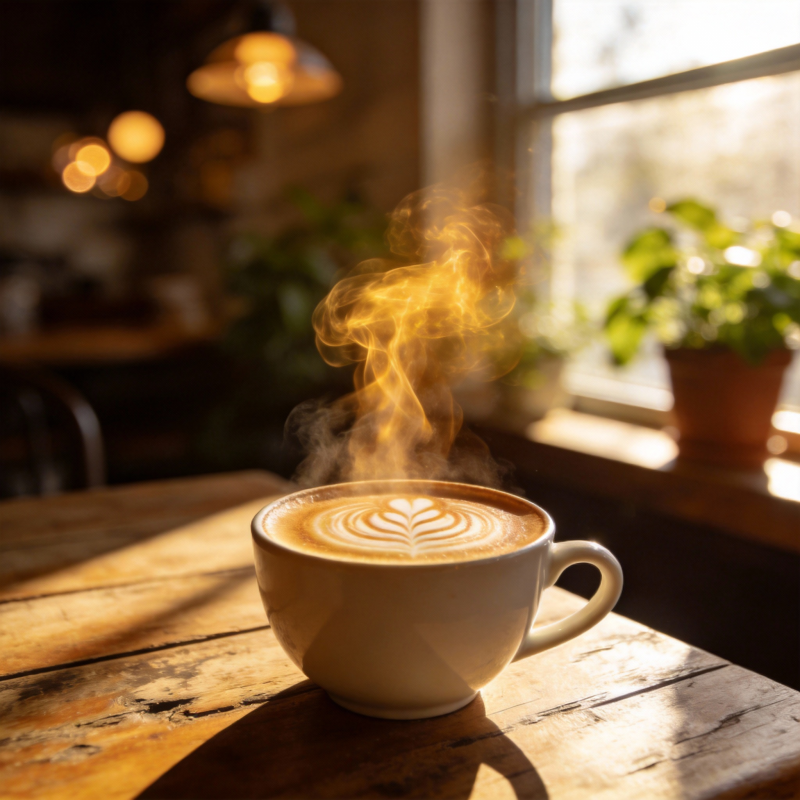 晨光中的咖啡香图片