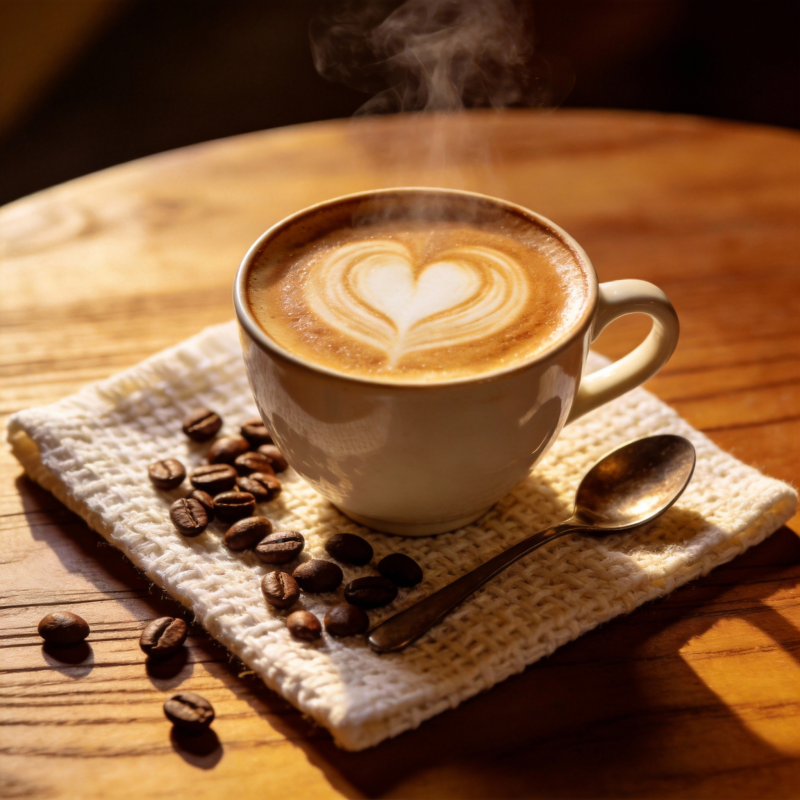 咖啡香浓 心形拉花图片