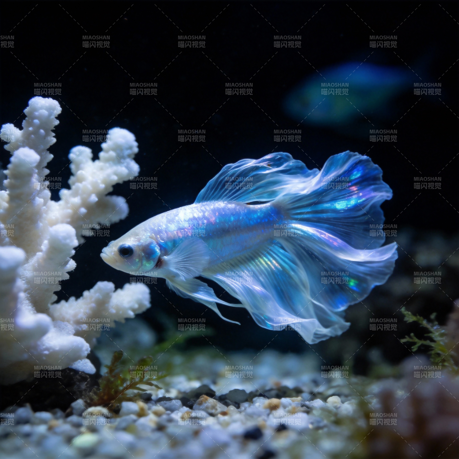 梦幻蓝鳍鱼游弋图片