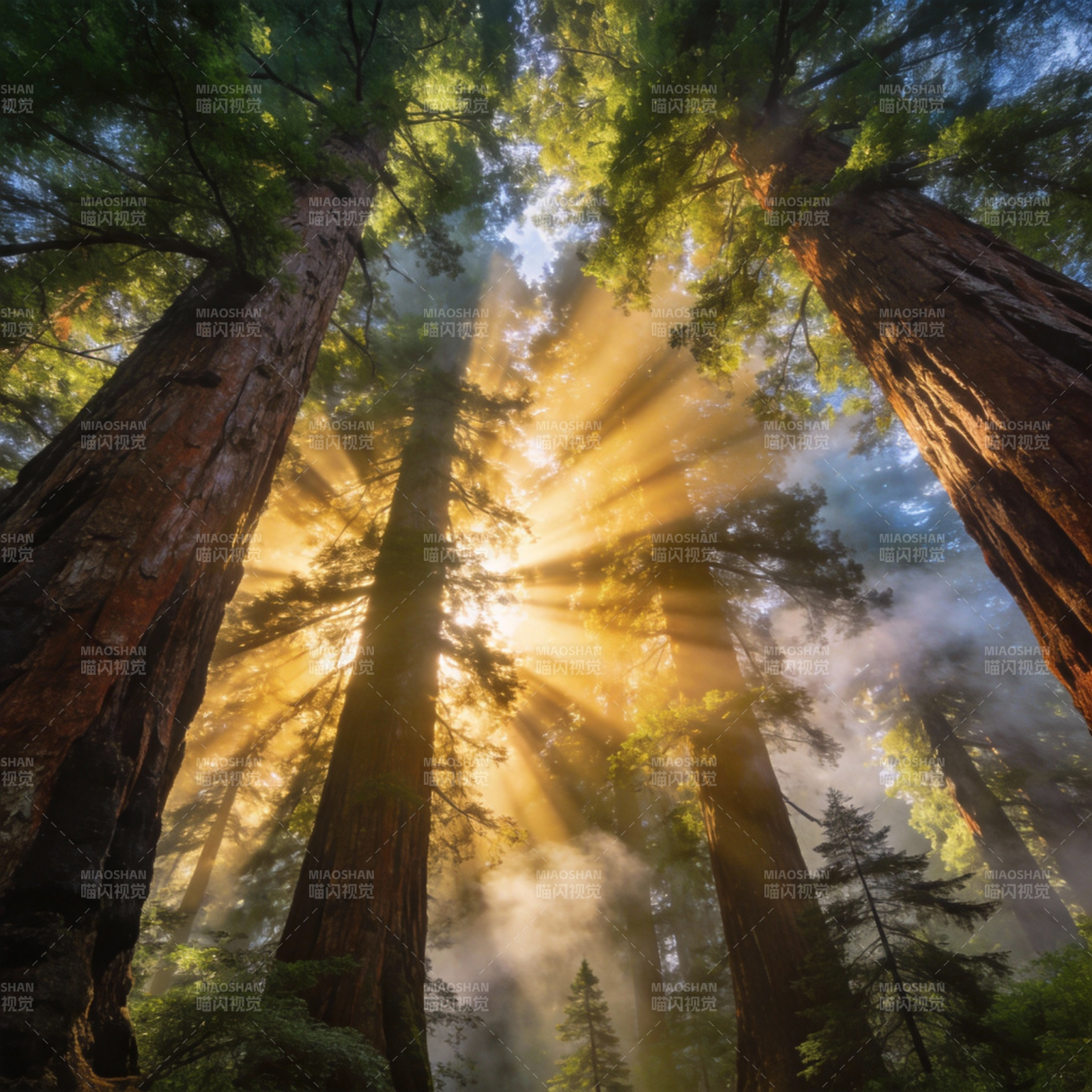 阳光穿透森林图片