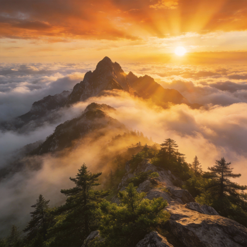 云海日出山巅图片