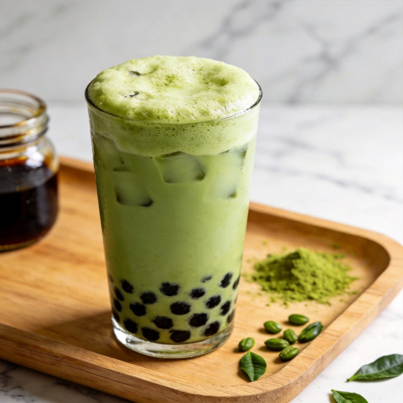 抹茶珍珠奶茶图片