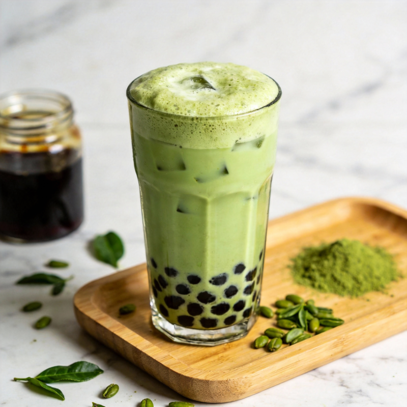 抹茶珍珠奶茶图片