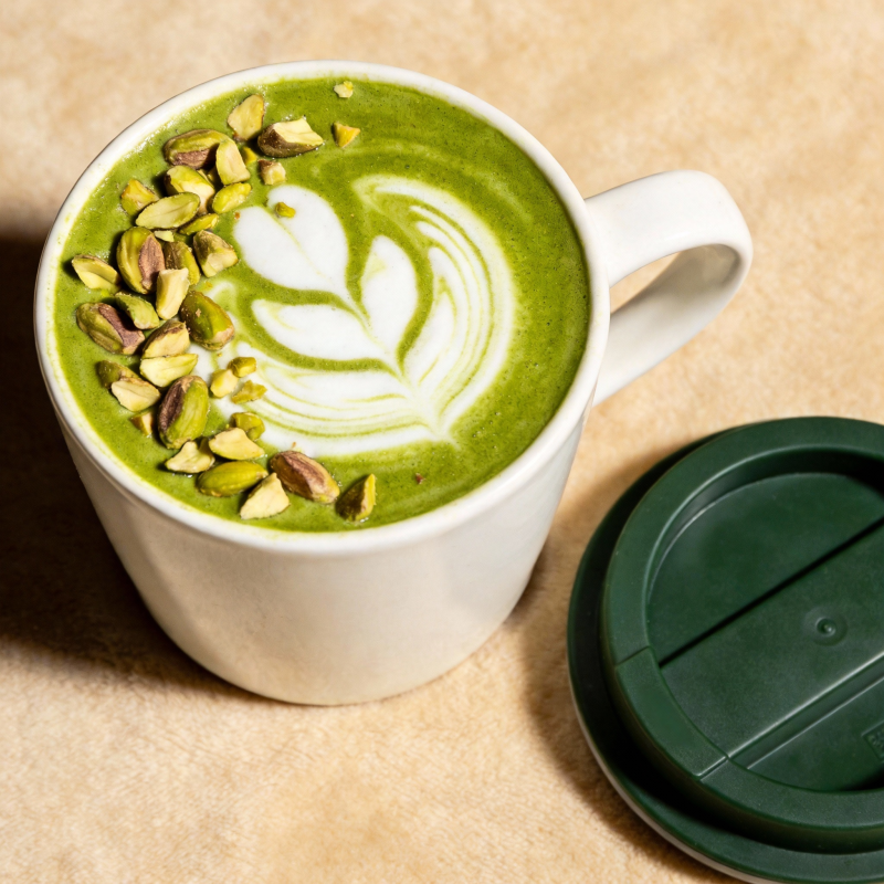 抹茶拿铁艺术图片