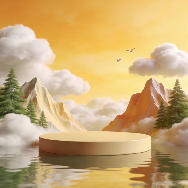 山湖晨曦静景图片