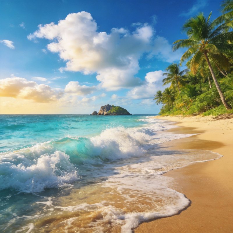 碧海白沙椰林风图片