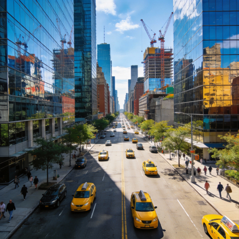 纽约街景 黄的士穿梭图片