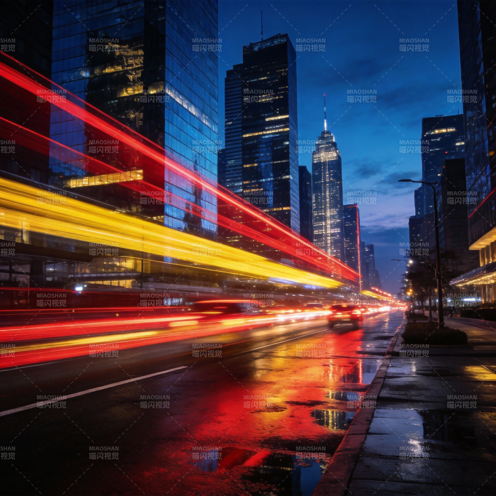 都市夜景流光溢彩图片