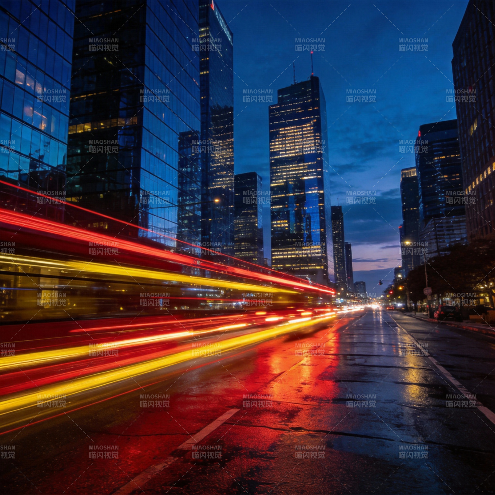 都市夜景光影流图片