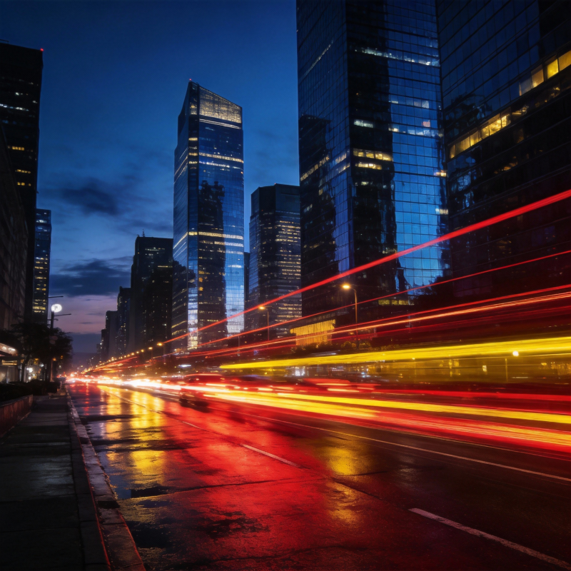 都市夜景流光溢彩图片