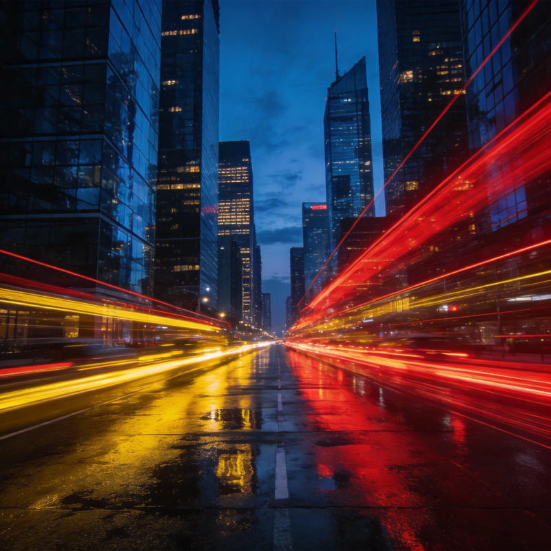 都市夜景流光溢彩图片