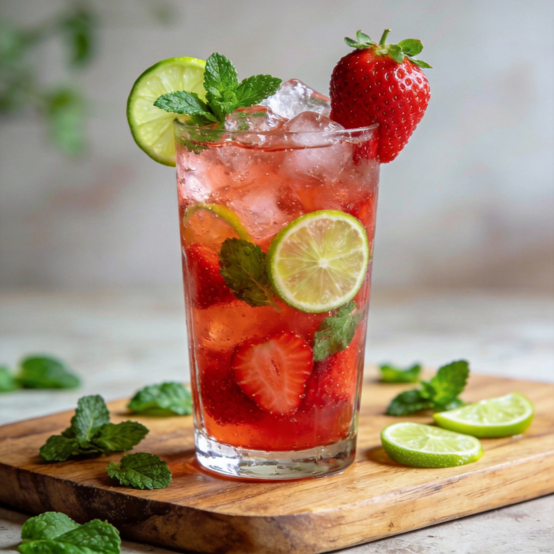 草莓薄荷冰饮图片