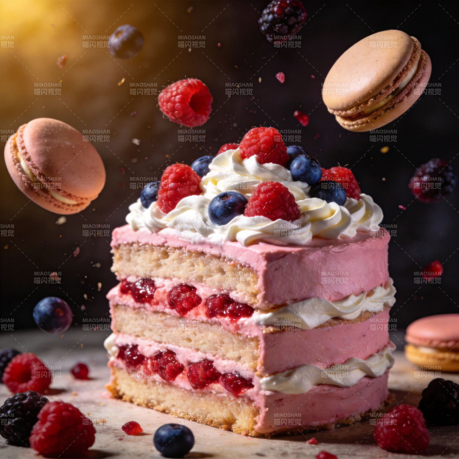 莓果奶油蛋糕图片