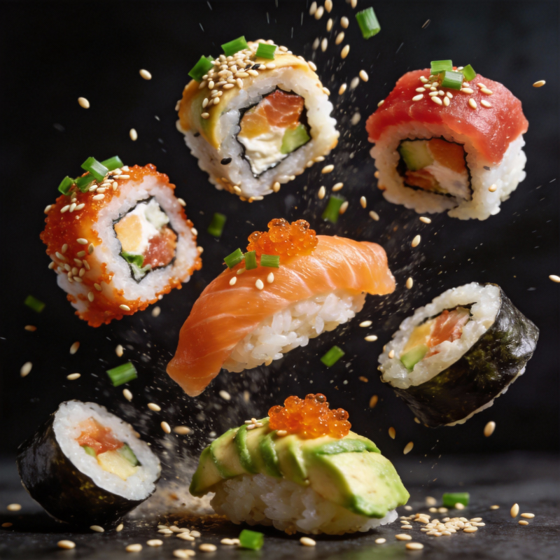 飞舞的寿司盛宴图片