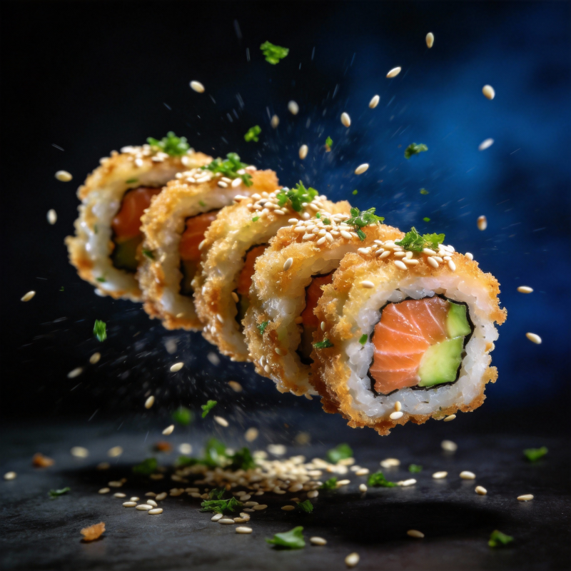 飞舞的寿司卷图片