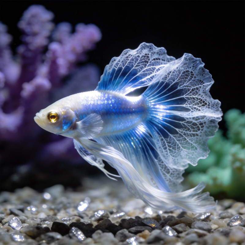 蓝白孔雀鱼游动图片