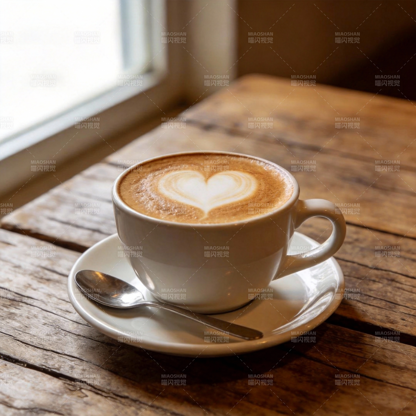 咖啡杯中的爱心拉花图片