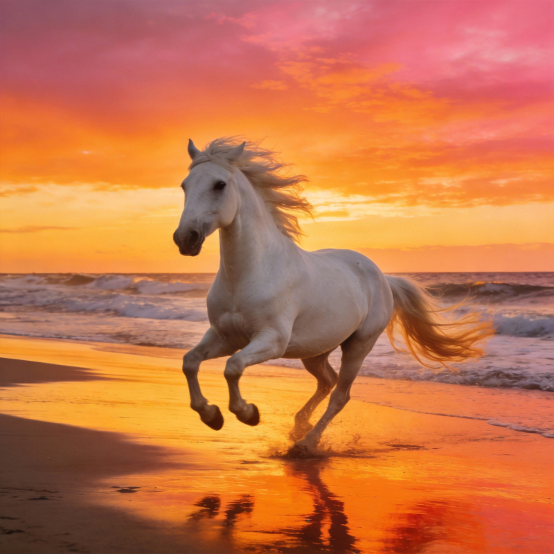 骏马奔腾夕阳下图片