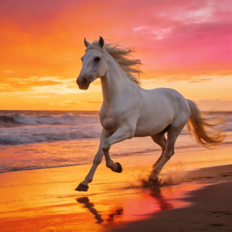 骏马奔腾夕阳滩图片