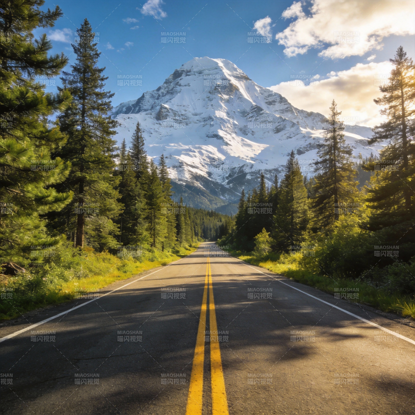 雪山公路美景图片