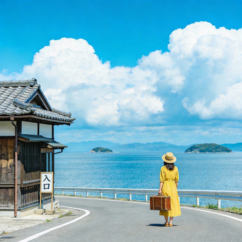 黄衣女子行海边图片