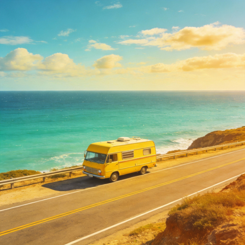 黄车海边驰骋图片