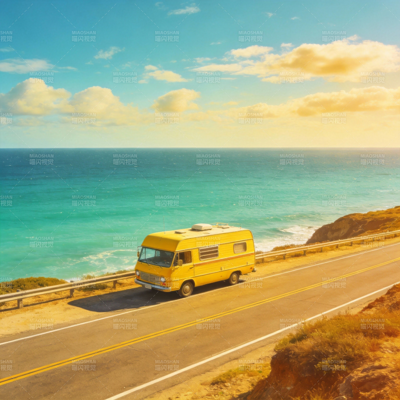 黄车海边驰骋图片