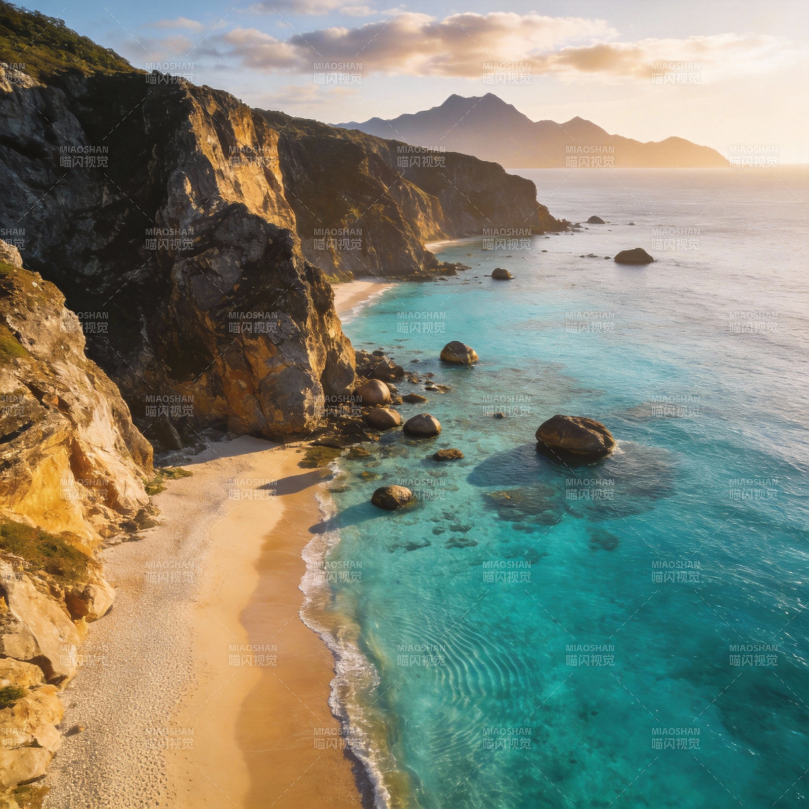 碧海金沙悬崖景图片