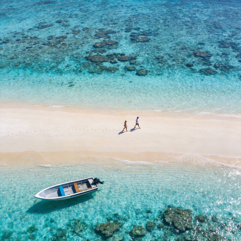 碧海白沙共行舟图片