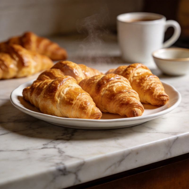 金黄酥脆可颂配咖啡图片