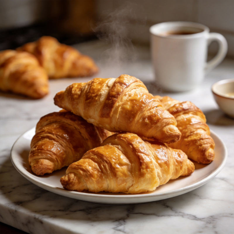 金黄酥脆牛角包图片