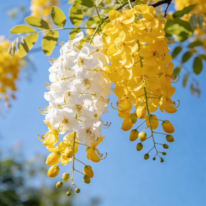黄白花簇迎风摇图片