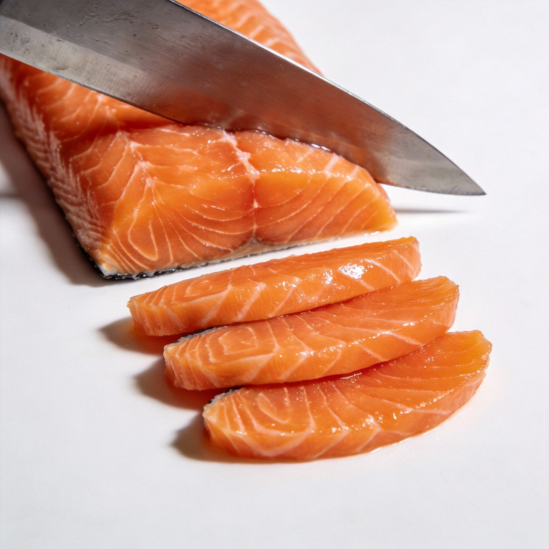 新鲜三文鱼切片图片