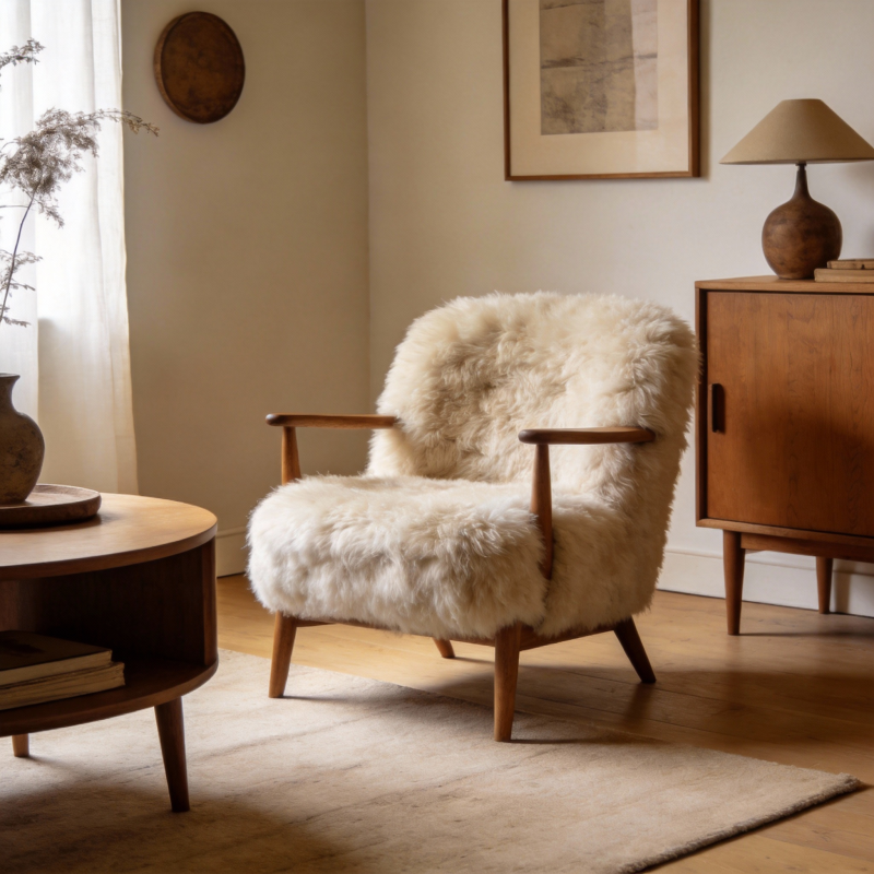 温馨毛绒椅角落图片