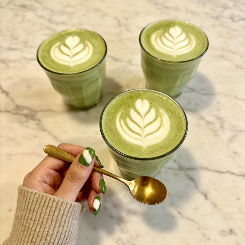抹茶拿铁艺术图片