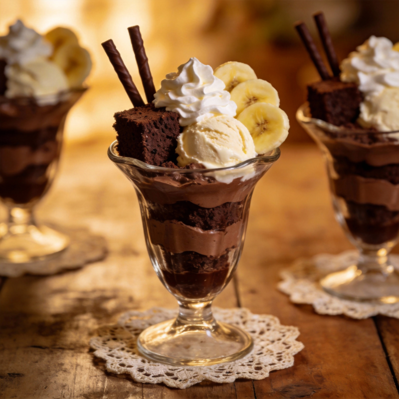 巧克力香蕉圣代图片