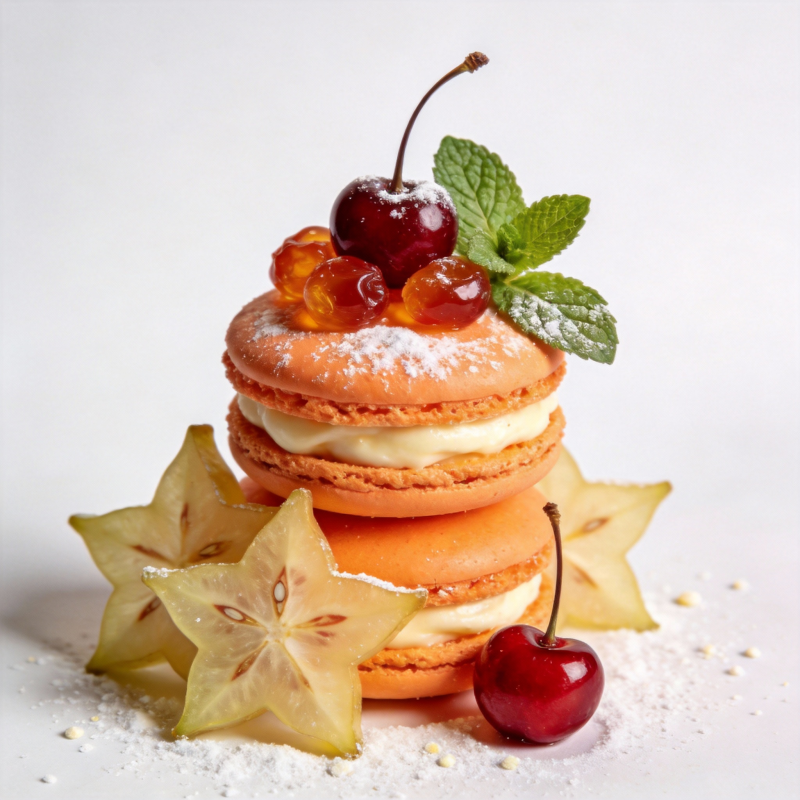 樱桃马卡龙甜点图片