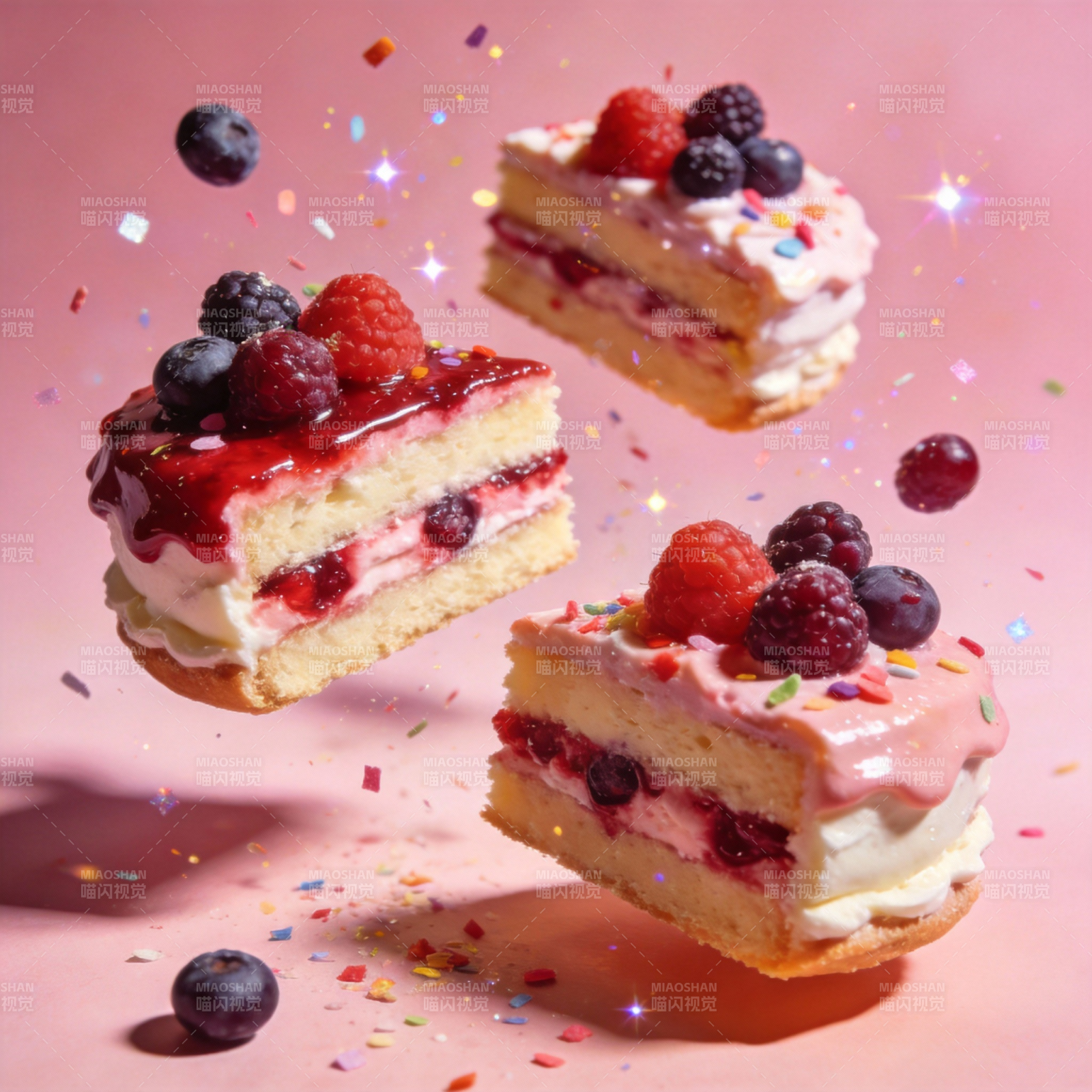 莓果蛋糕飞舞图片