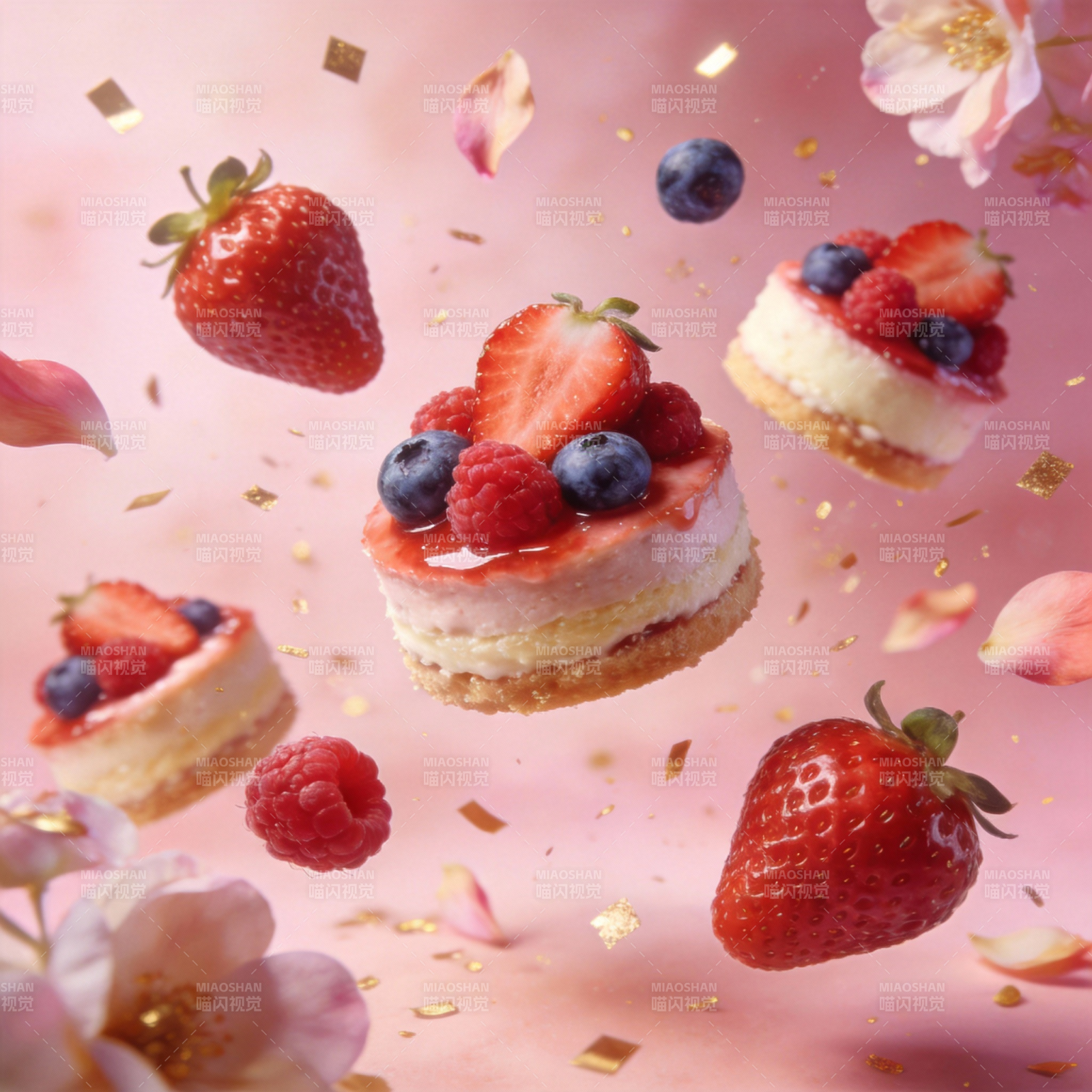 莓果飘香甜点图片